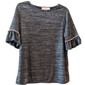 ANN TAYLOR LOFT short sleeve black white cotton knit top